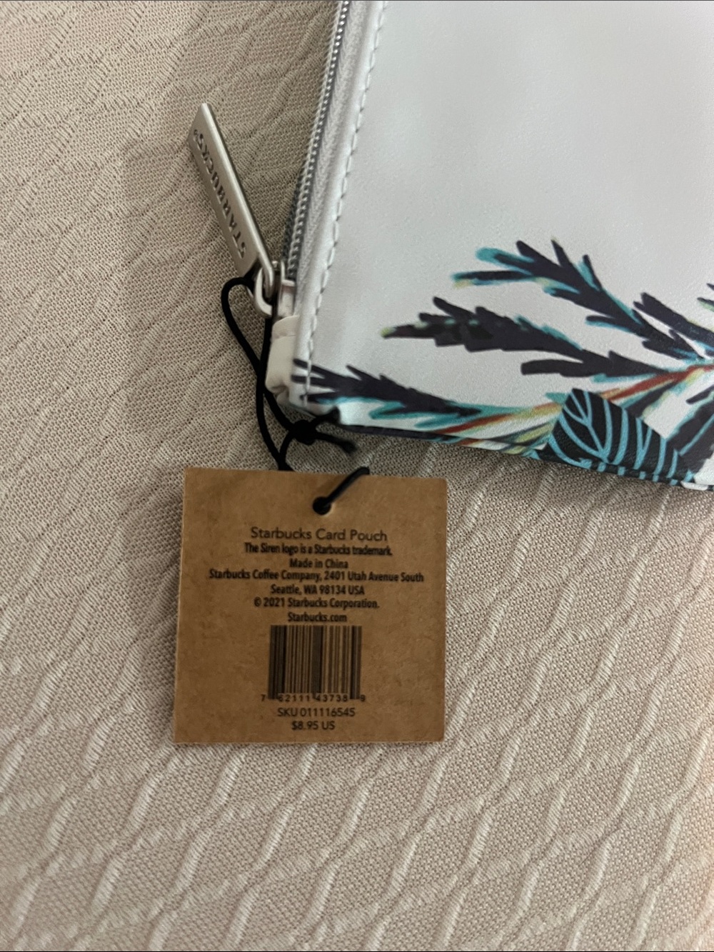 Starbucks Washington Small Zip Pouch/Coin/Key - White & Teal - Picture 5 of 5